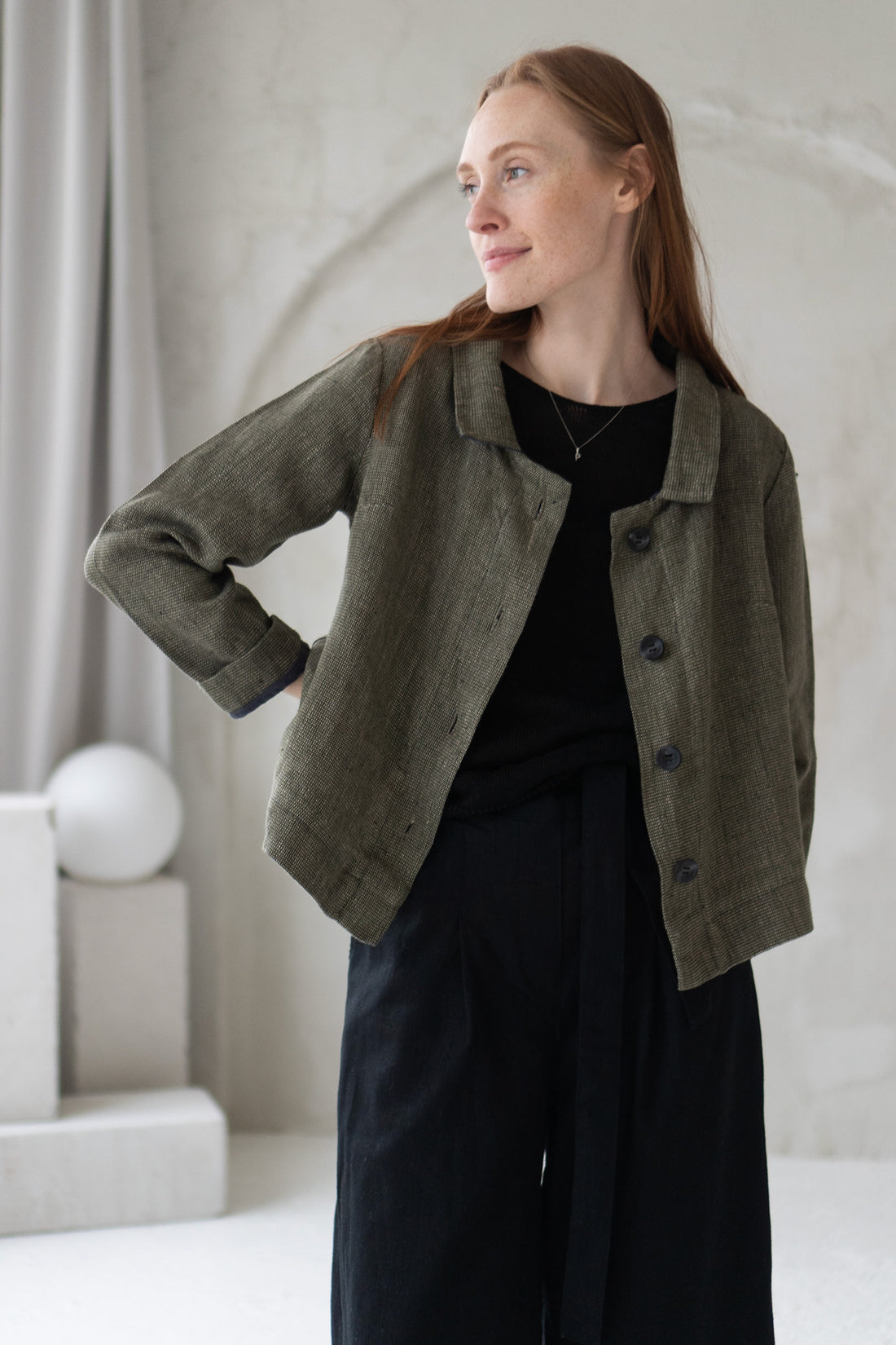 khaki linen jacket