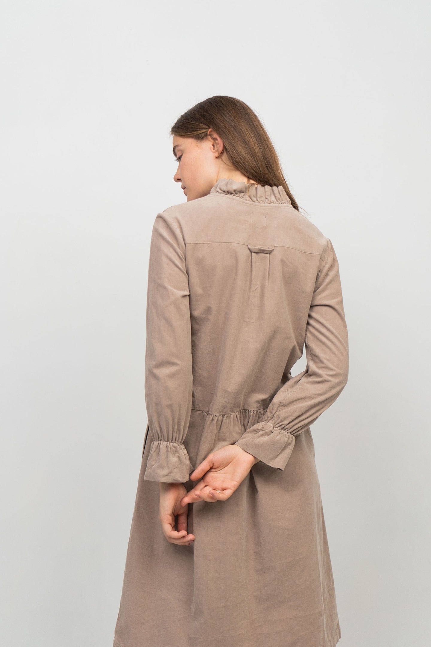 beige velvet dress Beige Velvet Dress with Side Slit L